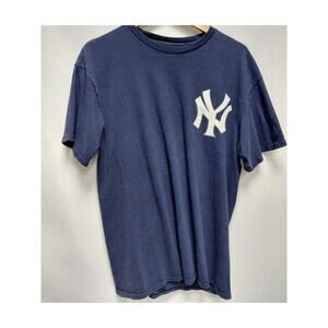 Majestic New York Yankees Stanton 27 T-Shirt Blue Solid Short Sleeve Size L
